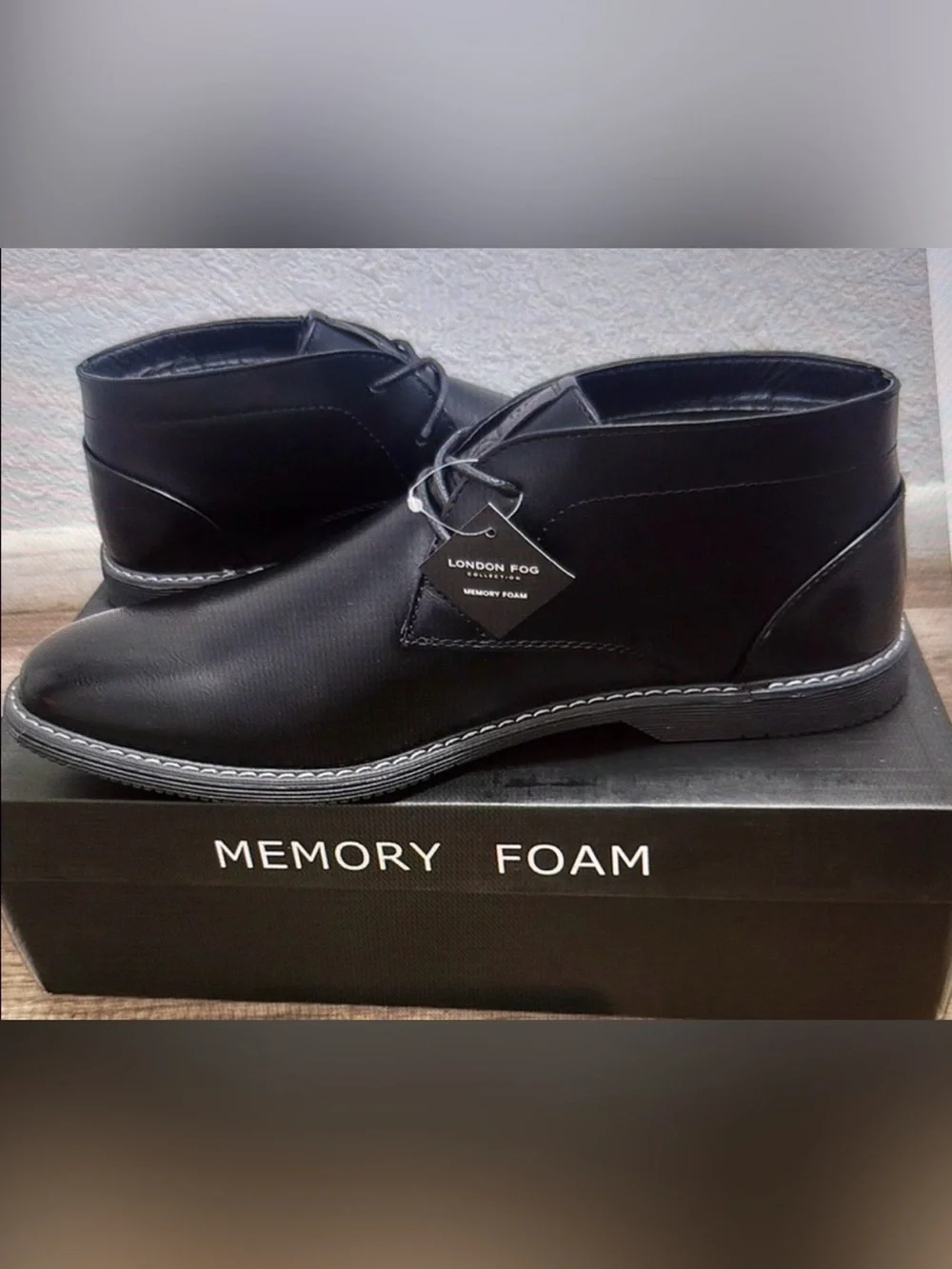 London Fog Black Leather Men’s Chukka Boots